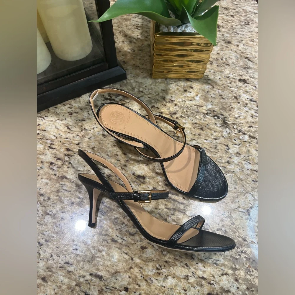 Tory Burch Penelope 65MM Elegant Black Slingback Sandals Heels 8.5